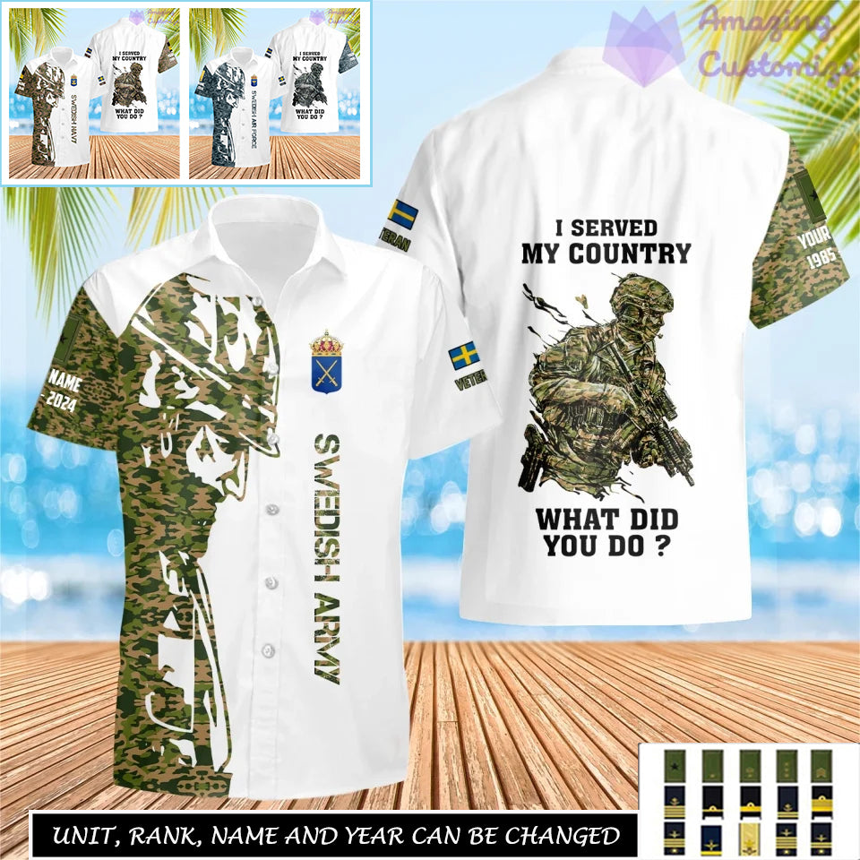 Personalized Sweden Soldier/Veteran Camo with Name, Rank Hawaii All Over Printed - 17262720