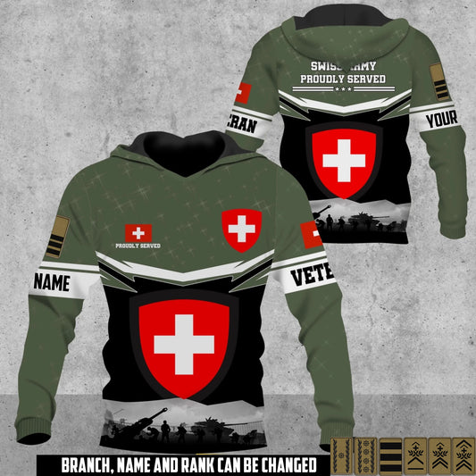 Personalized Swiss Soldier/Veteran Camo with Name & Rank Hoodie All Over Printed - 17906400