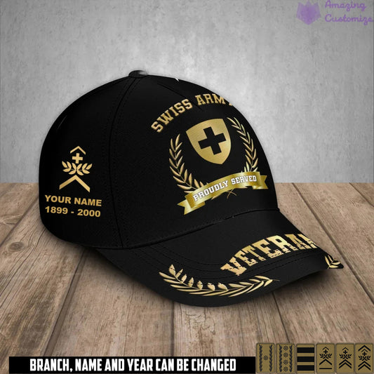 Personalized Rank, Year And Name Swiss Soldier/Veterans Camo Baseball Cap - 17282592