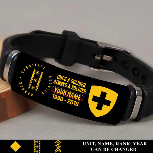 Personalized Swiss Soldier/ Veteran With Rank, Name And Year Bracelet - 17452800
