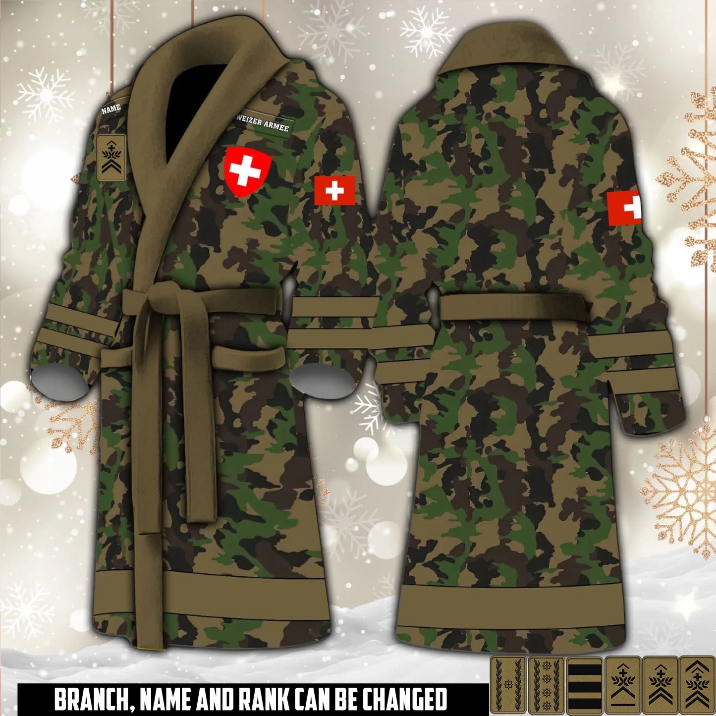 Personalized Rank And Name Swiss Soldier/Veterans Bathrobe - 1764720001
