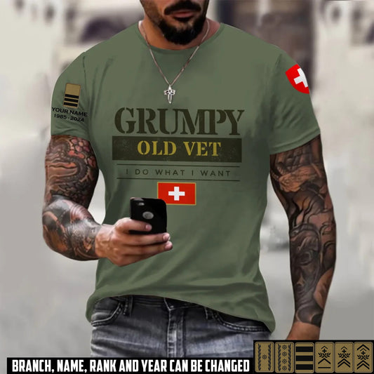 Personalized Swiss Soldier/Veteran with Name, Year and Rank T-Shirt All Over Printed - 17411328