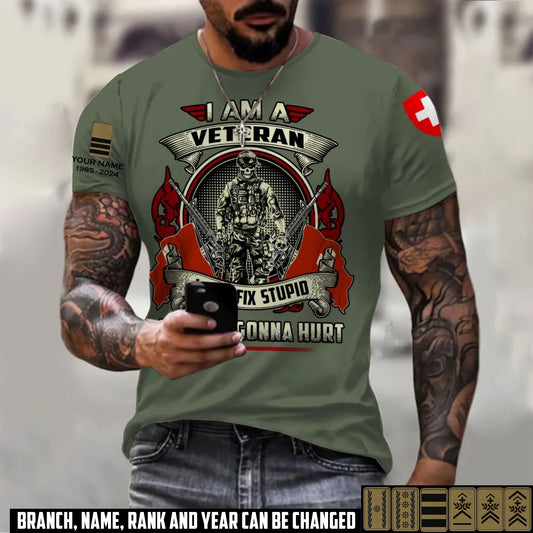 Personalized Swiss Soldier/Veteran with Name, Year and Rank T-Shirt All Over Printed - 17413056