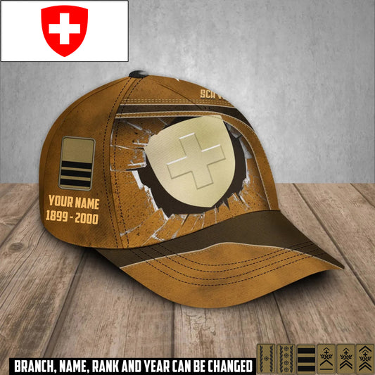 Personalized Rank, Year And Name Swiss Soldier/Veterans Camo Baseball Cap - 17374176