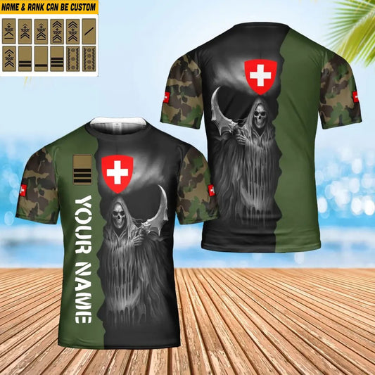 Personalized Swiss Soldier/ Veteran Camo With Name And Rank T-Shirt 3D Printed - 2601240001