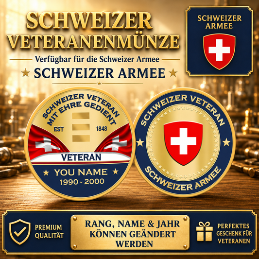 Personalized Swiss Veteran/ Soldier With Rank, Name And Year Challenge Coin - 17731008