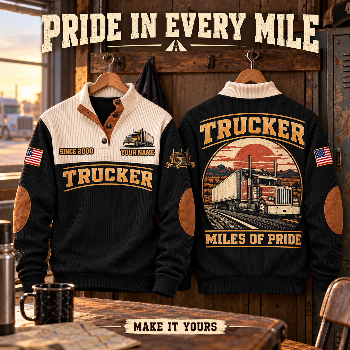 TRK01 Personalized Trucker Miles of Pride Sports Sweatshirt square Facebook advertisement