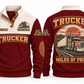 TRK01 Personalized Trucker Miles of Pride Sports Sweatshirt in Jujube Red, front and back