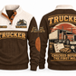 Trucker TRK02 sports sweatshirt brown, front and back with flat printed artwork