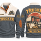 Trucker TRK02 sports sweatshirt grey, front and back with flat printed artwork