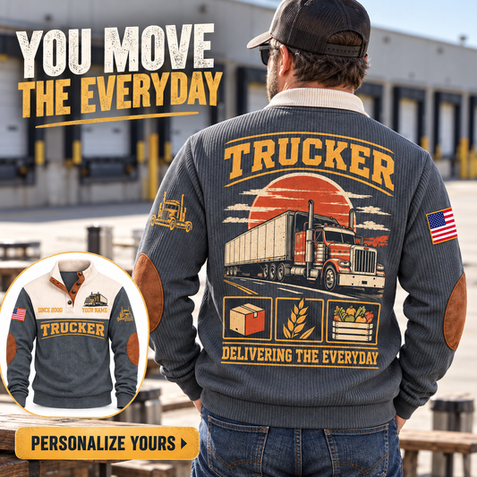 TRK03 Personalized Trucker Freight Moves Forward Sports Sweatshirt square Facebook advertisement
