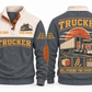 TRK03 Personalized Trucker Freight Moves Forward Sports Sweatshirt in Grey, front and back