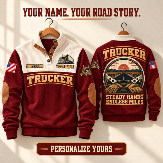 TRK04 Personalized Trucker Steady Hands Open Road Sports Sweatshirt square Facebook advertisement