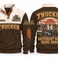 TRK05 Personalized Trucker Road Crew Connection Sports Sweatshirt in Brown, front and back