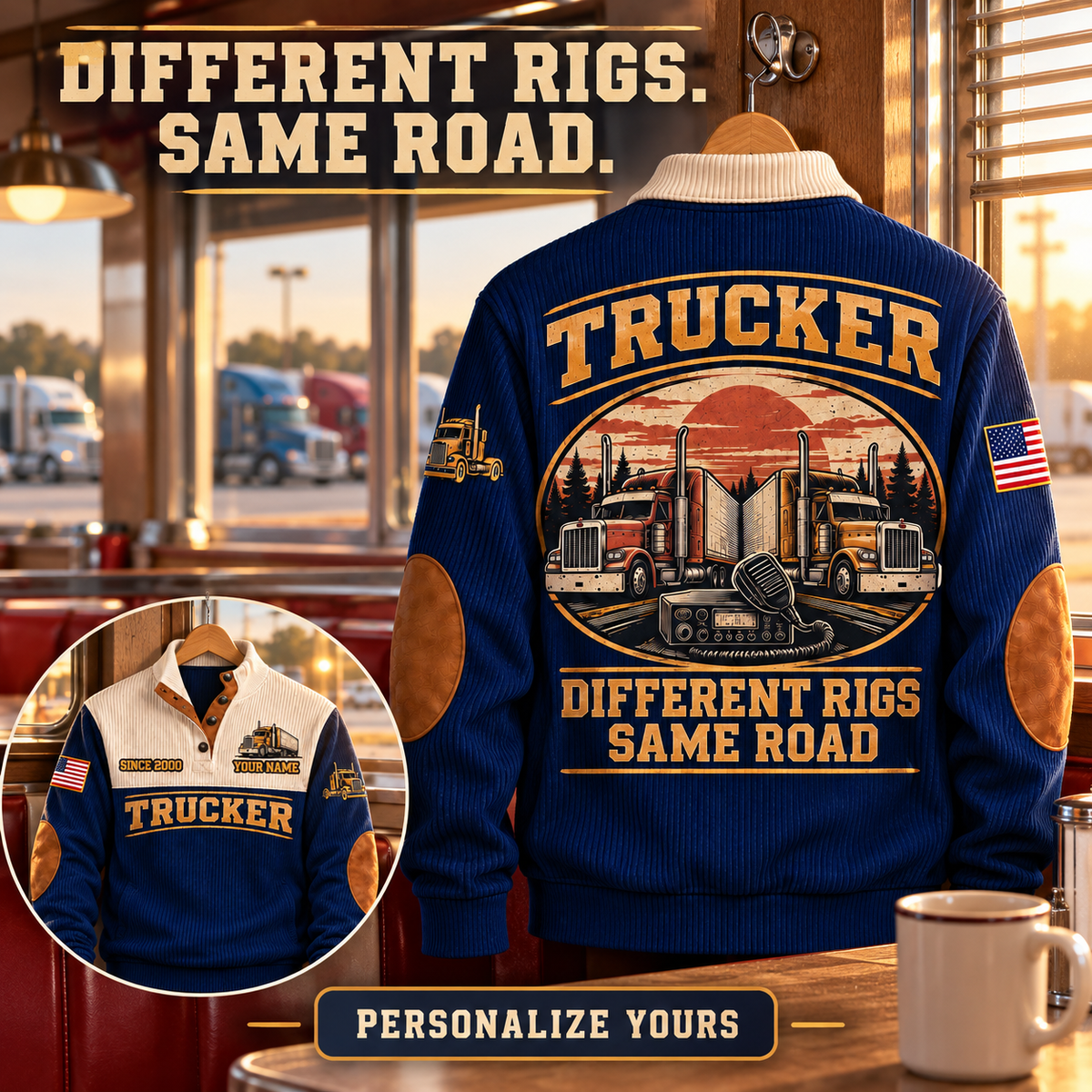 TRK05 Personalized Trucker Road Crew Connection Sports Sweatshirt square Facebook advertisement