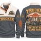 TRK05 Personalized Trucker Road Crew Connection Sports Sweatshirt in Grey, front and back