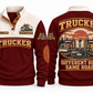 TRK05 Personalized Trucker Road Crew Connection Sports Sweatshirt in Jujube Red, front and back