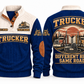 TRK05 Personalized Trucker Road Crew Connection Sports Sweatshirt in Navy, front and back