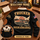 Personalized Trucker Black sports sweatshirt. FOR THE ONE YOU WELCOME HOME. Flat printed artwork.