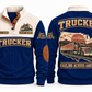 Trucker TRK06 sports sweatshirt navy, front and back with flat printed artwork