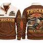 Trucker TRK07 sports sweatshirt brown, front and back with flat printed artwork