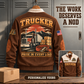 Personalized Trucker Brown sports sweatshirt. THE WORK DESERVES A NOD. Flat printed artwork.