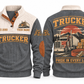 Trucker TRK07 sports sweatshirt grey, front and back with flat printed artwork