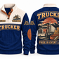Trucker TRK07 sports sweatshirt navy, front and back with flat printed artwork