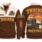 Trucker TRK08 sports sweatshirt brown, front and back with flat printed artwork