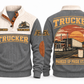 Trucker TRK08 sports sweatshirt grey, front and back with flat printed artwork
