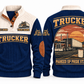 Trucker TRK08 sports sweatshirt navy, front and back with flat printed artwork