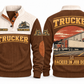 Trucker TRK09 sports sweatshirt brown, front and back with flat printed artwork