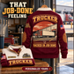 Personalized Trucker Jujube Red sports sweatshirt. THAT JOB-DONE FEELING. Flat printed artwork.