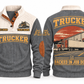 Trucker TRK09 sports sweatshirt grey, front and back with flat printed artwork