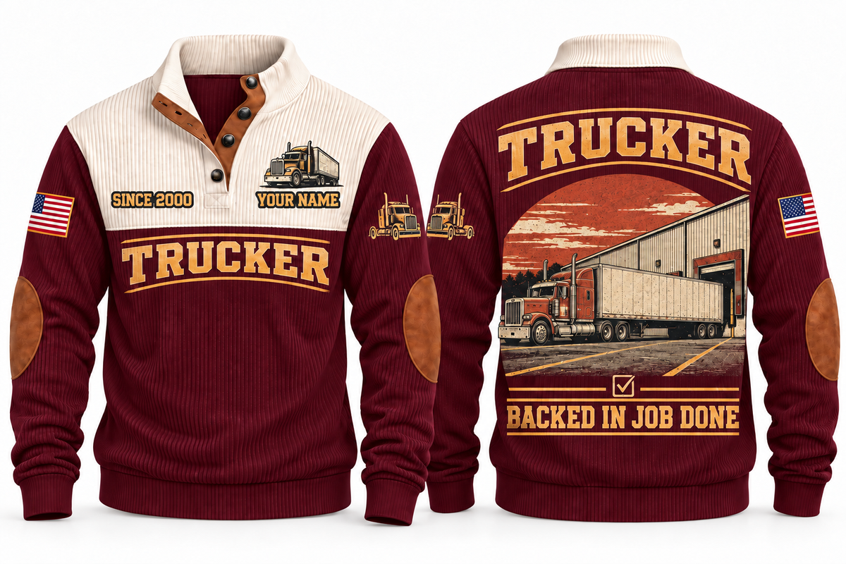 Trucker TRK09 sports sweatshirt jujube-red, front and back with flat printed artwork