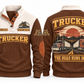 Trucker TRK10 sports sweatshirt brown, front and back with flat printed artwork