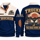 Trucker TRK10 sports sweatshirt in Navy, front and back
