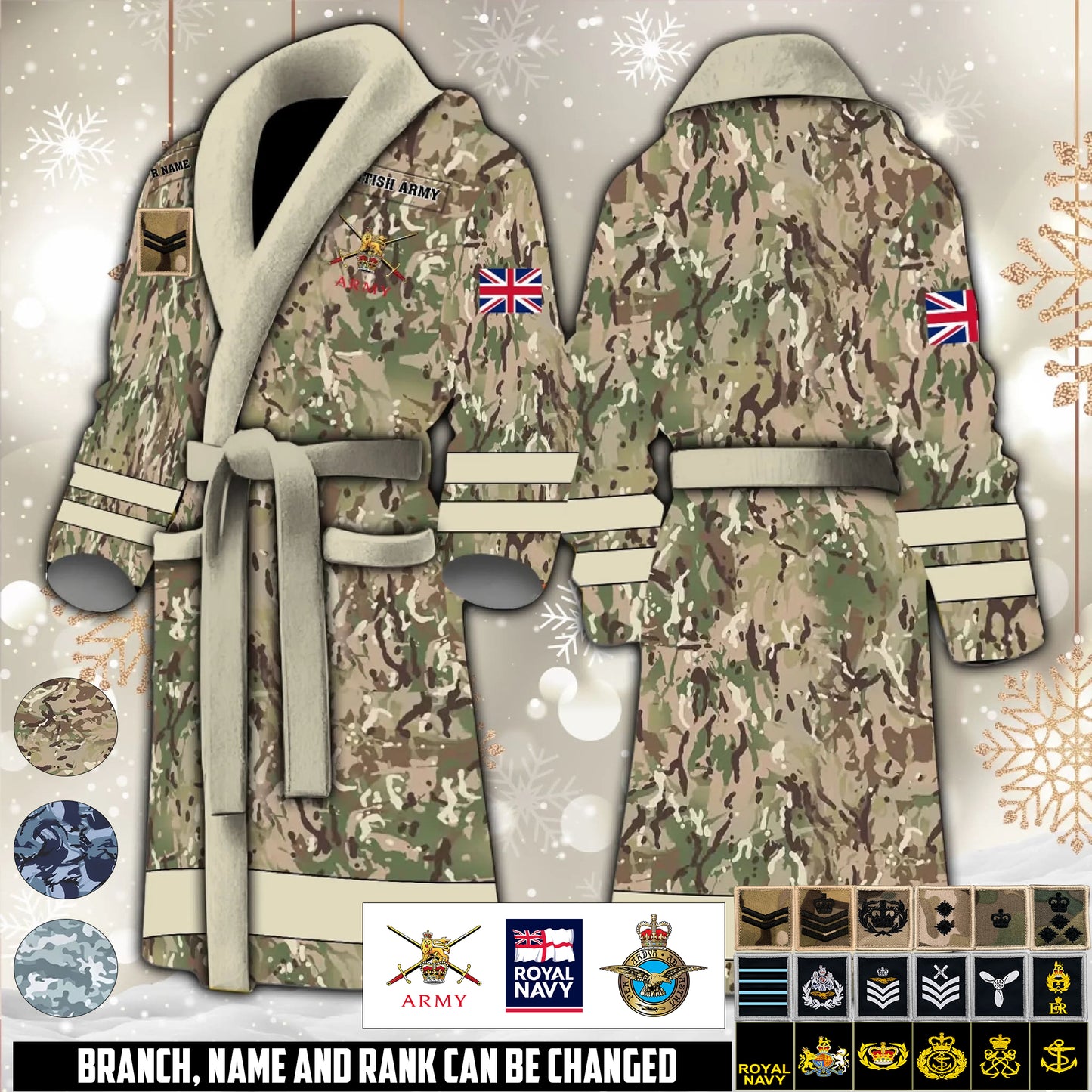 Personalized Rank And Name UK Soldier/Veterans Bathrobe - 1764720001