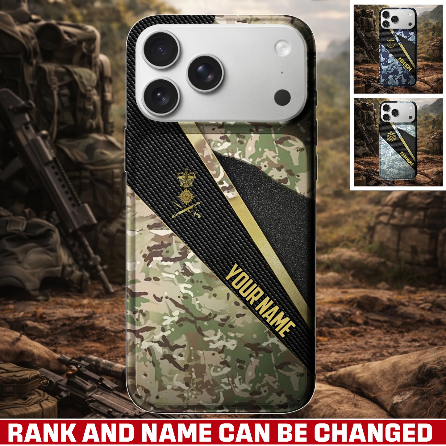 Personalized UK Veteran/ Soldier With Rank And Name Camo Phone Case - 17728416