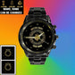 Personalized UK Soldier/ Veteran With Name And Rank Black Stainless Steel Watch - 17115840 - Gold Version