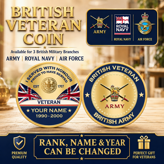 Personalized UK Veteran/ Soldier With Rank, Name And Year Challenge Coin - 17731008