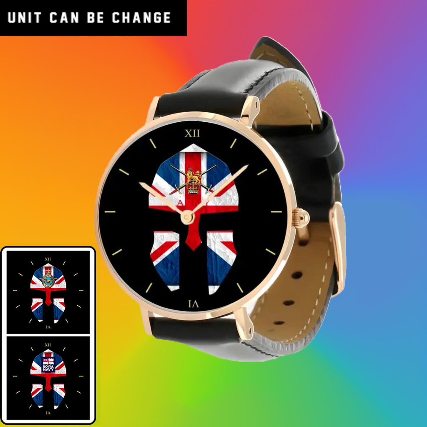 UK Soldier/ Veteran  Black Stitched Leather Watch - 17116704