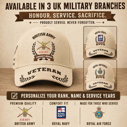 Personalized Rank, Year And Name UK Soldier/Veterans Baseball Cap - 1721260803