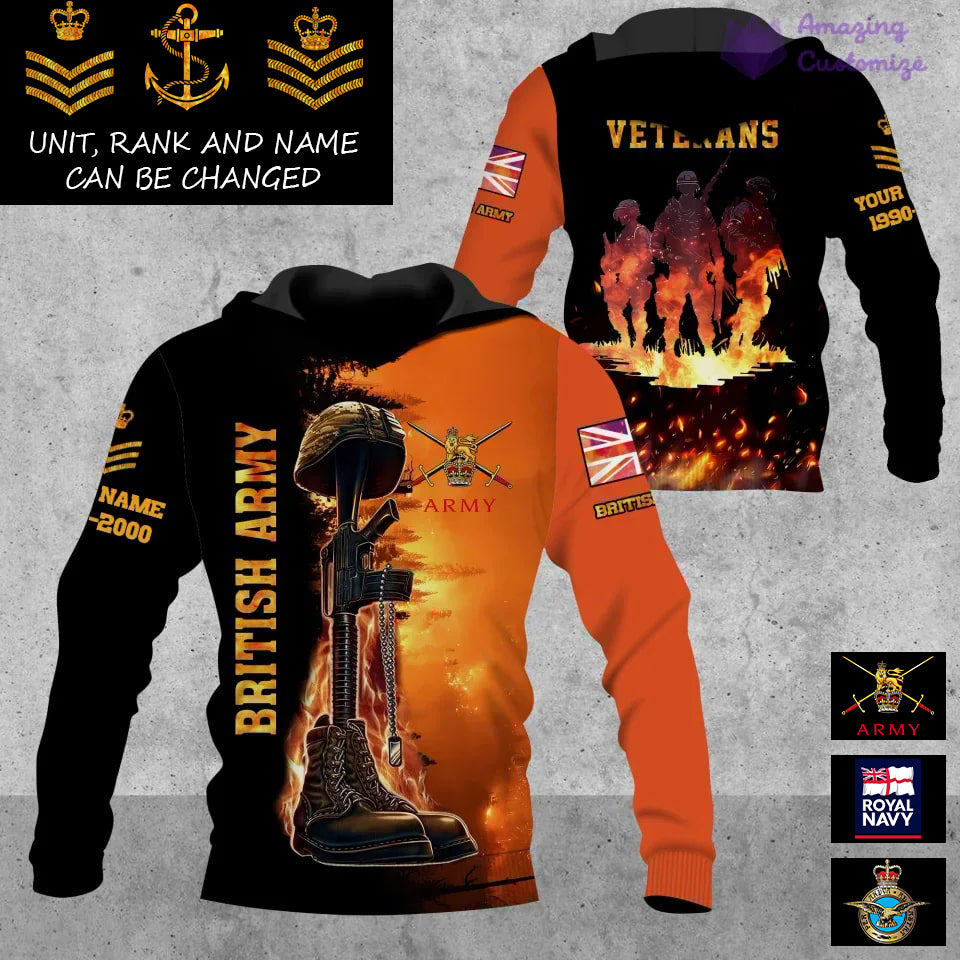 Personalized UK Soldier/Veteran Camo with Name, Rank And Year Hoodie All Over Printed - 17284320