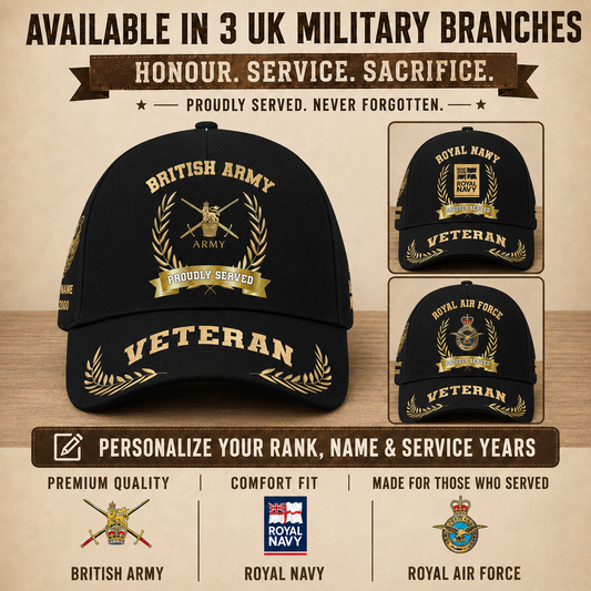 Personalized Rank, Year And Name UK Soldier/Veterans Baseball Cap - 17282592