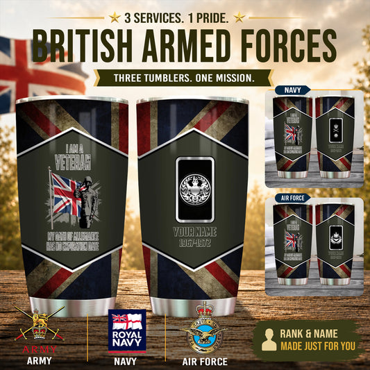 Personalized UK Veteran/ Soldier With Rank And Name Camo Tumbler - 1756166404