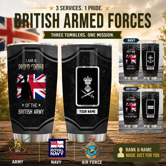 Personalized UK Veteran/ Soldier With Rank And Name Camo Tumbler - 1756080001