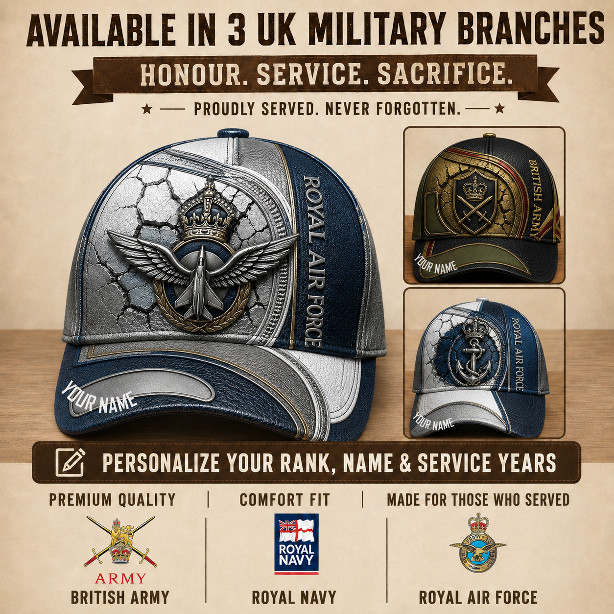 Personalized Name UK Soldier/Veterans All Over Printed Baseball Cap - QK1779667217
