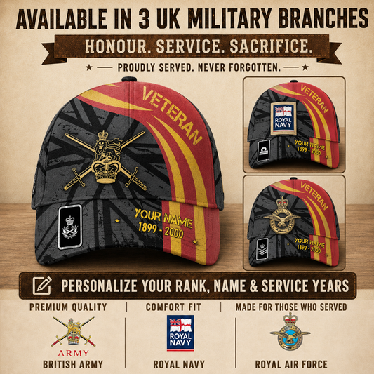 Personalized Name, Year & Rank UK Soldier/Veterans Baseball Cap - 1760054402