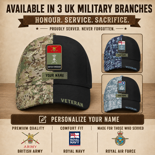 Personalized Rank And Name UK Soldier/Veterans Baseball Cap - 17734464